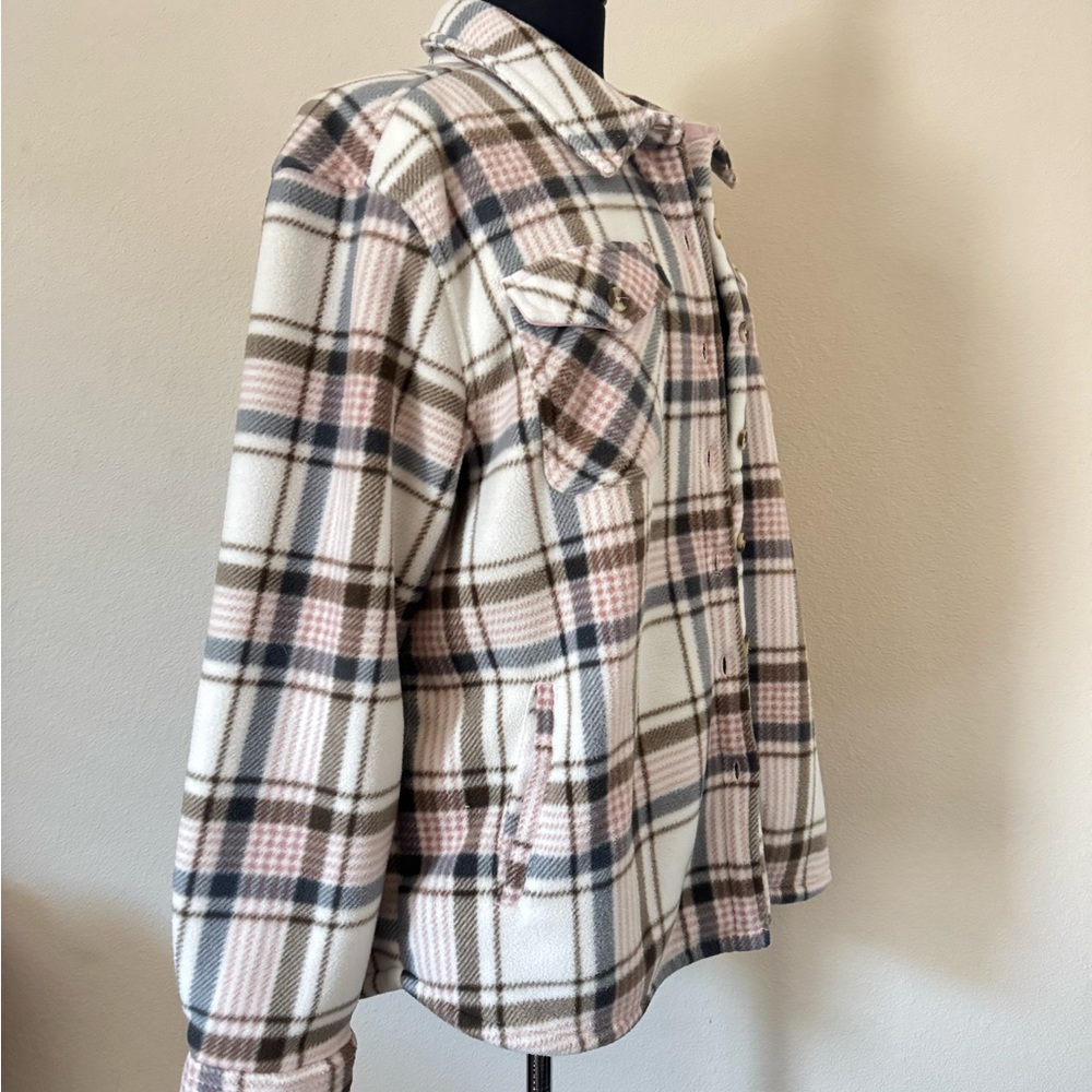 Sage Collective Plaid Women's Jacket in Pink & Gray XL faux fur inside - Picture 2 of 9